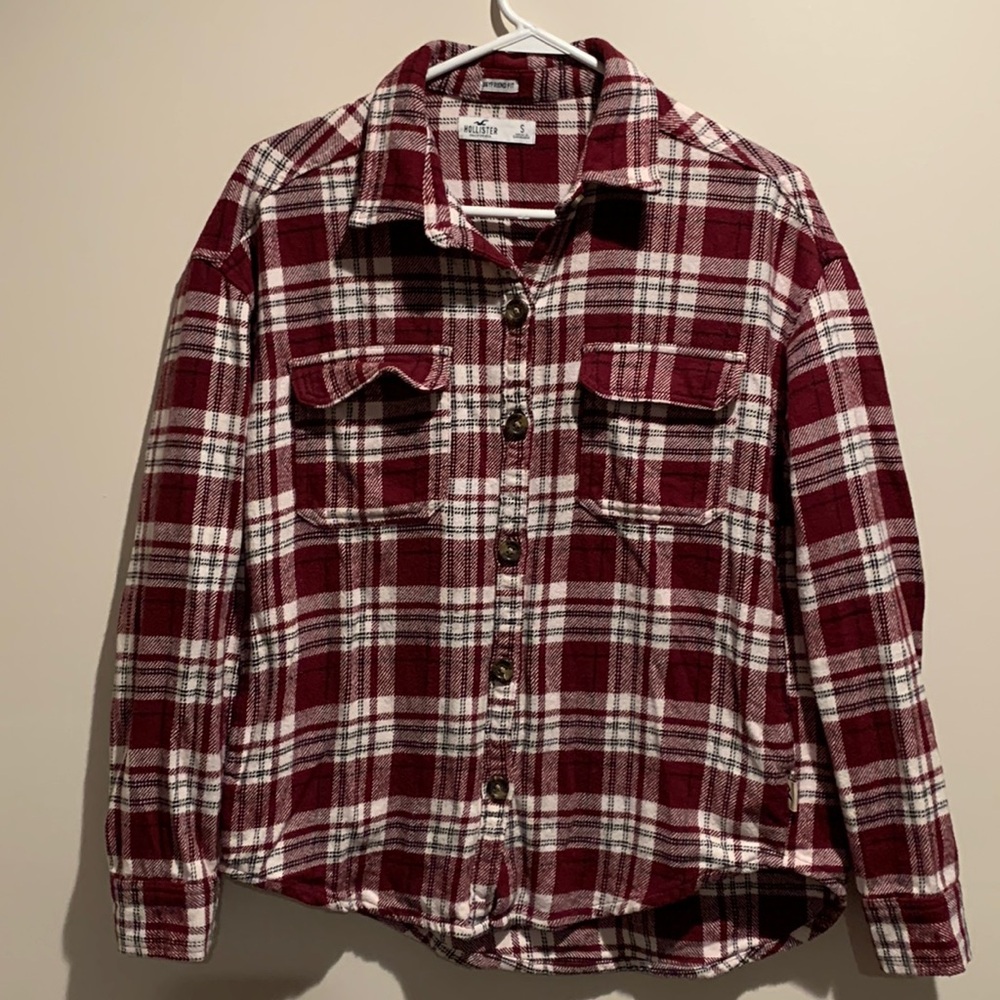 Hollister boyfriend fit button down flannel shirt